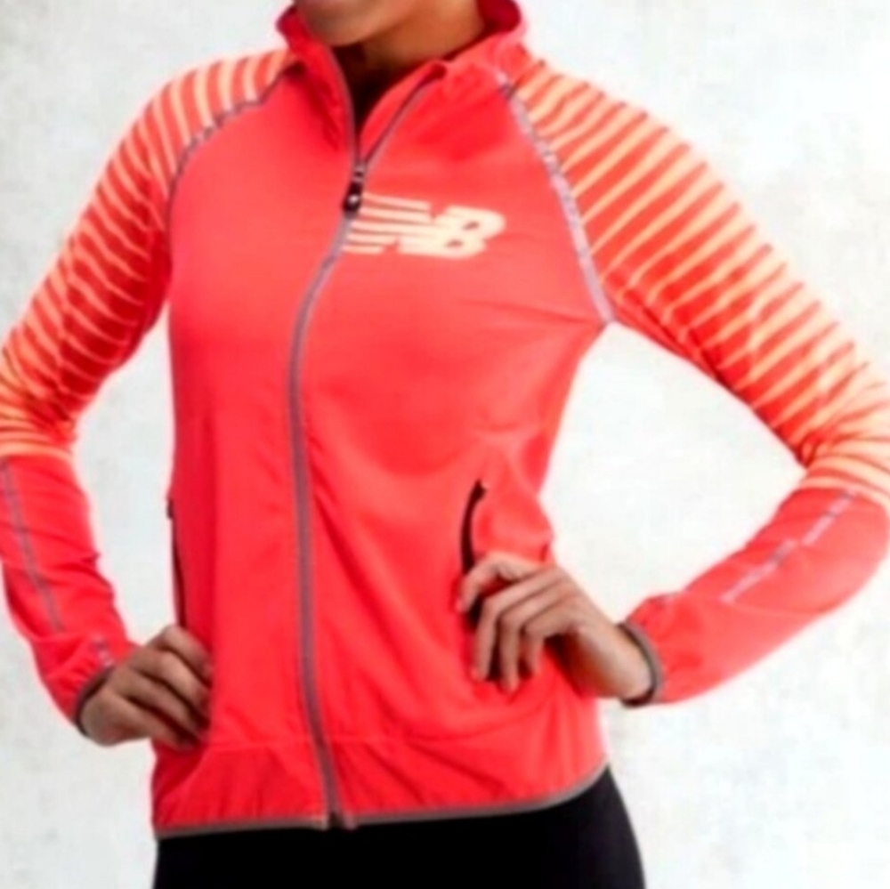 New Balance Glow Running Track Sports High Visibility Beacon Orange Jacket